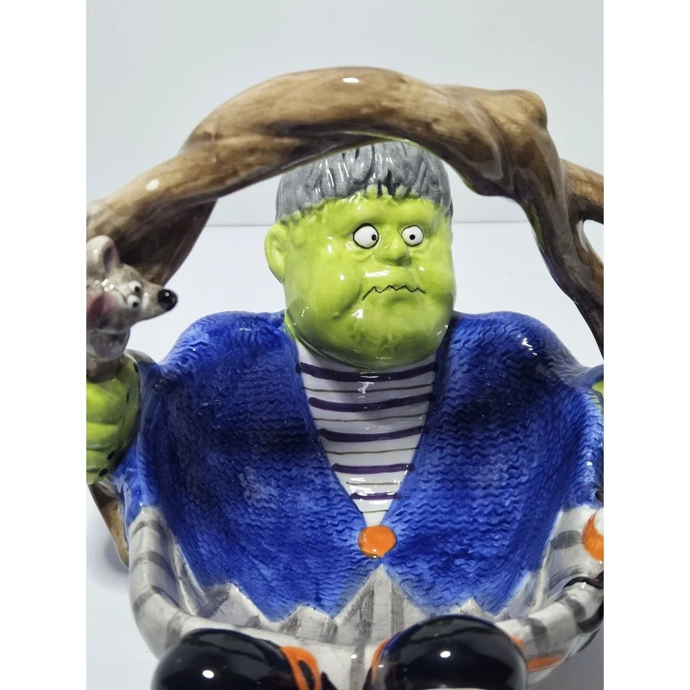 Frankenstein Ceramic Candy Dish Basket Halloween Vintage JCPenney Home